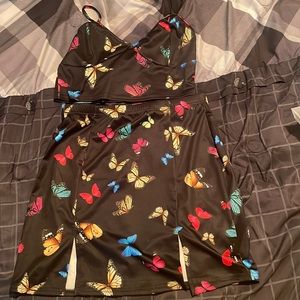 Black Butterfly Skirt set